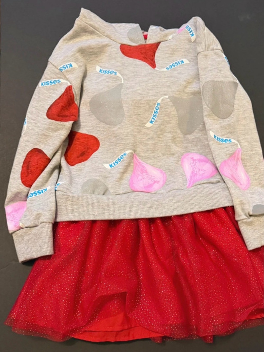 Hershey’s Kiss Girls Size XS 4/5 Sweatshirt Dress with Sparkly Tulle Skirt